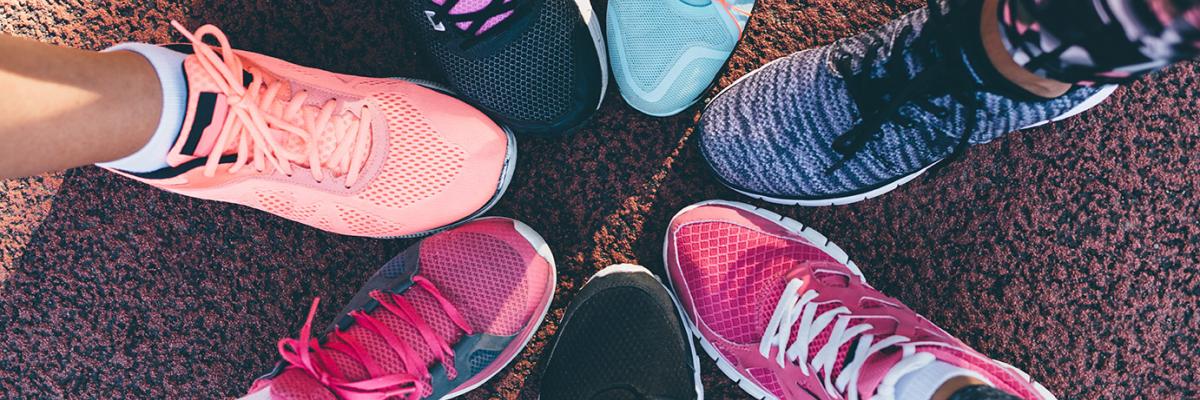 Running shoes forming a circle