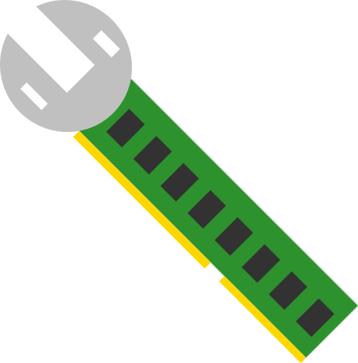 Bytetools Logo. An illustration of a wrench-like design with a handle resembling a computer motherboard.