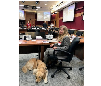 Diane Bergeron, Vice President, Engagement and International Affairs, CNIB Foundation and her guide dog, Lucy, appear before the Senate Standing Committee on Social Affairs, Science and Technology to provide CNIB's recommendations on Bill C-81.