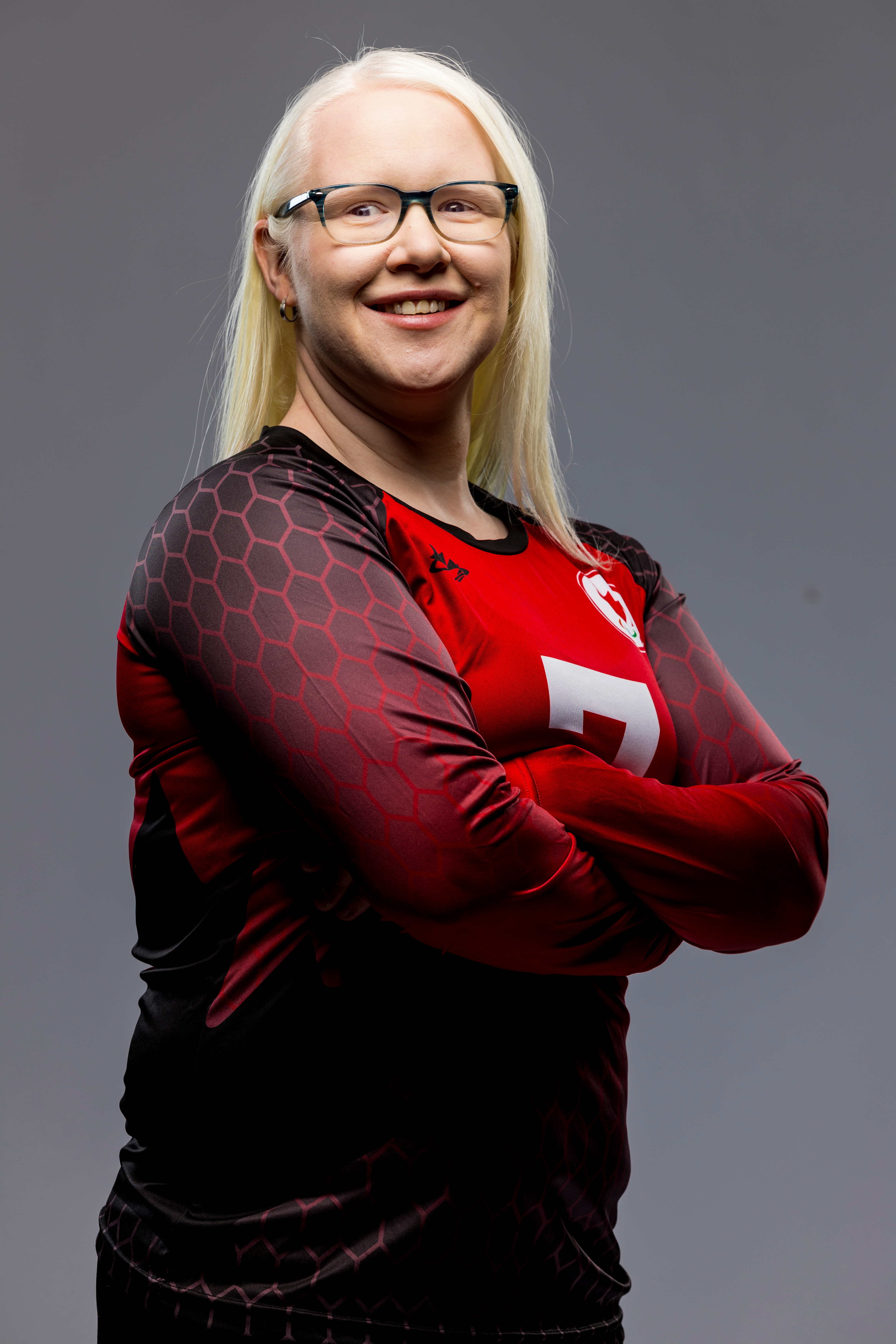 Amy Burk, une athlète de goalball d'Équipe Canada. Image gracieusement fournie par le Comité paralympique canadien.