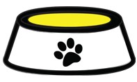 Icon of a water bowl with a paw print on it.