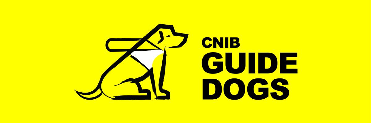 Logo des chiens-guides d’INCA : Un dessin d’un chien en harnais assis à côté des mots « Chiens-guides d’INCA »