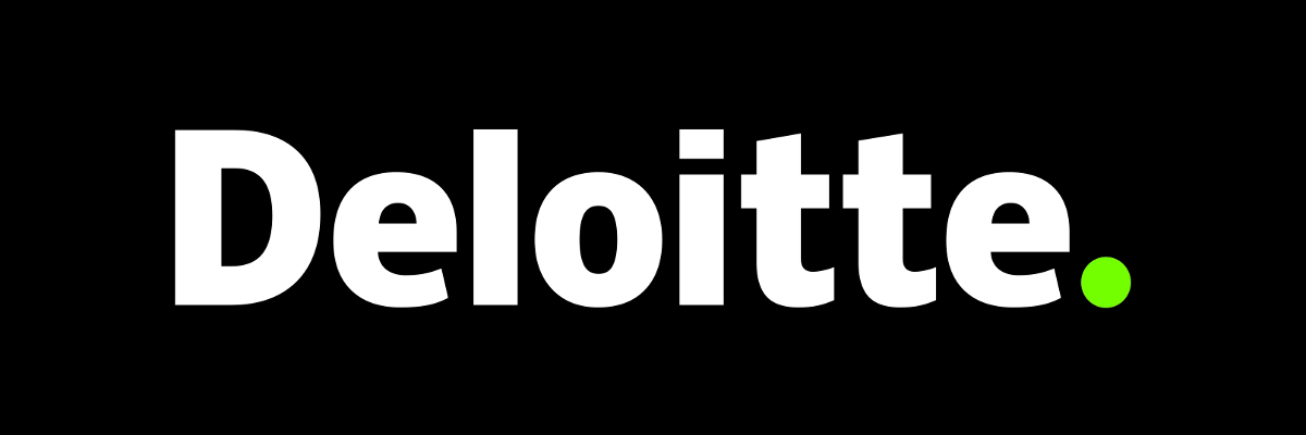 Deloitte logo. White text on a black wallpaper. Deloitte. 