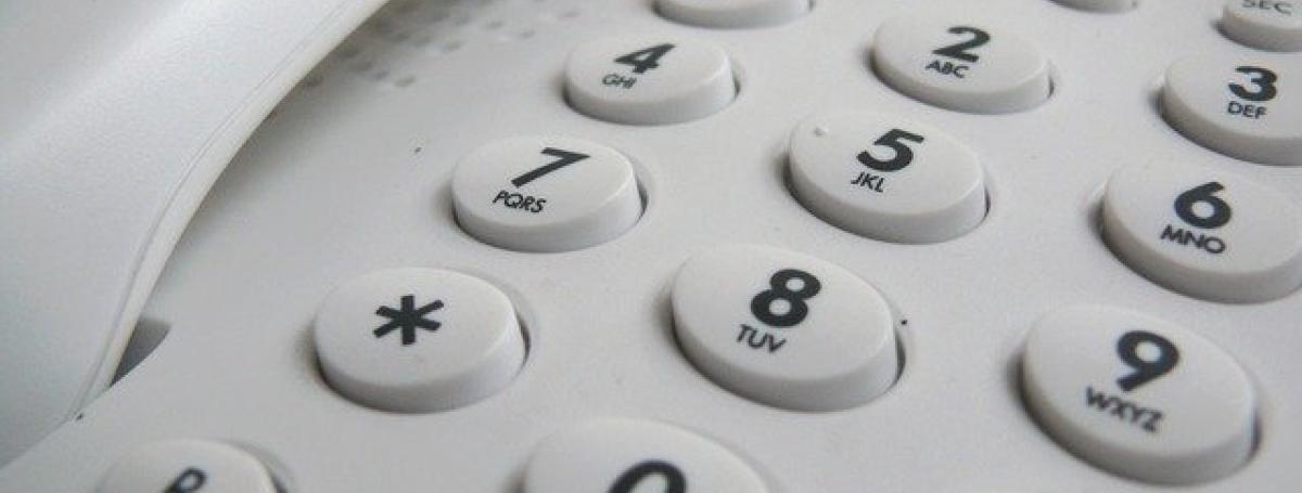 The keypad of a landline telephone.