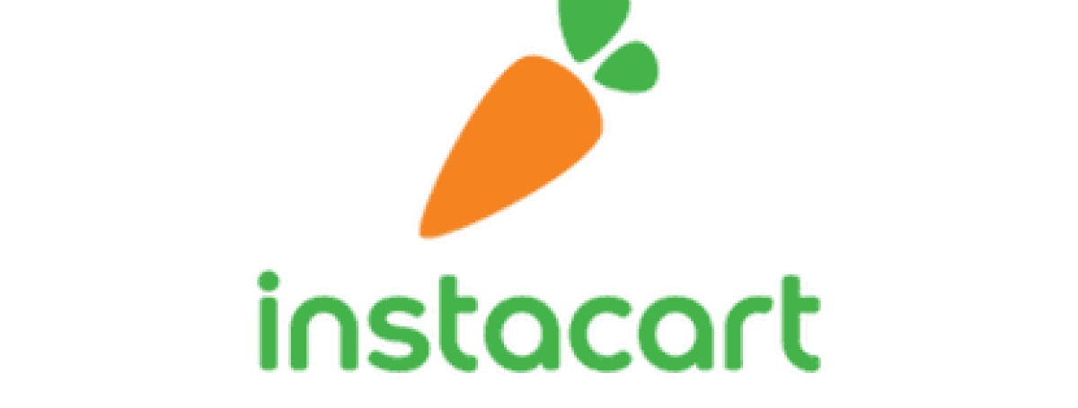 The instacart logo. An illustration of a carrot. Text: Instacart.