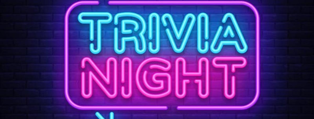 A bar-style neon bulb light sign that reads "Trivia Night"