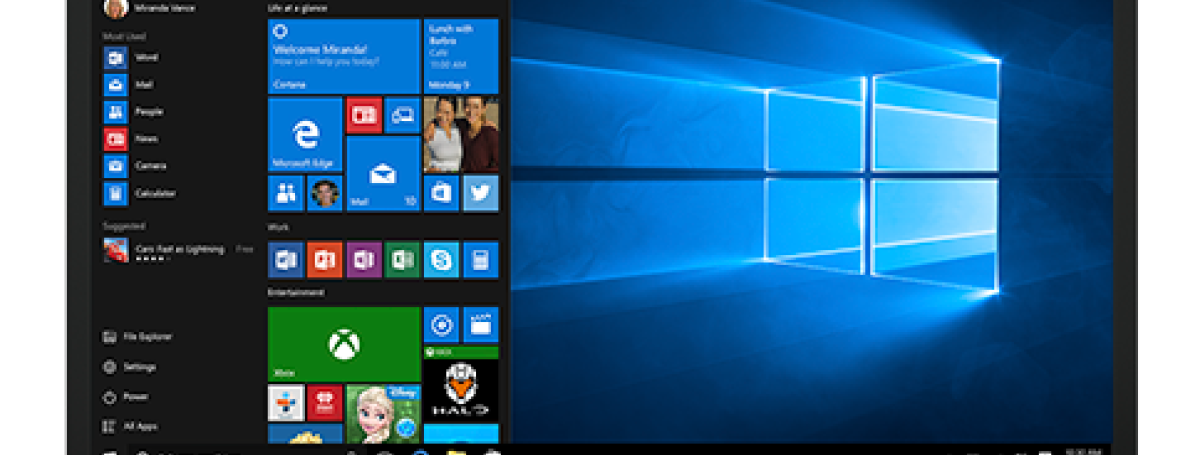 A laptop computer displays the Windows 10 operating system.