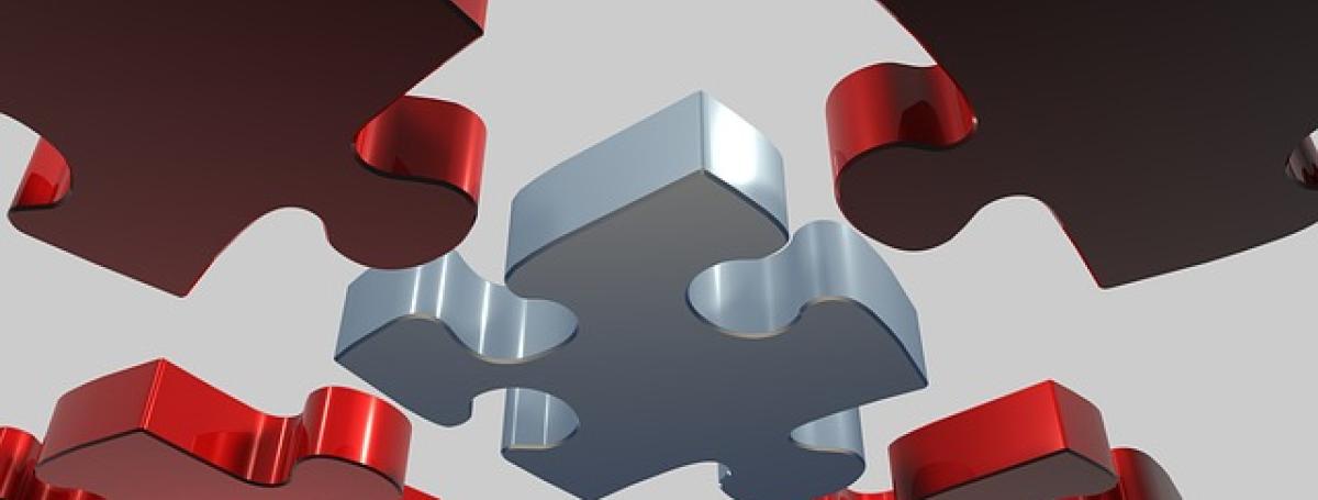 A 3d illustration of puzzle pieces.