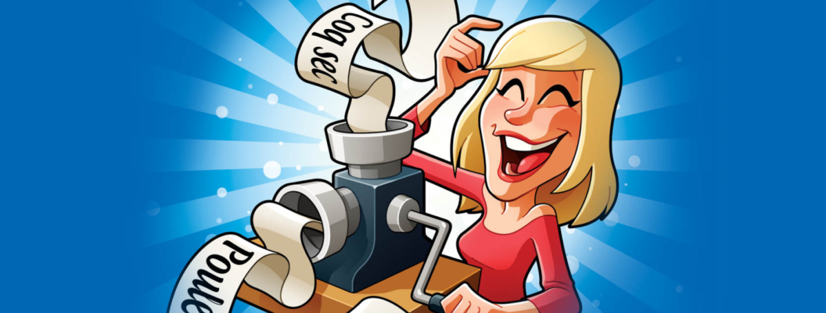 Image du jeu de société Switch avec le dessin d'une femme tout sourire qui passe des expressions dans le tordeur.