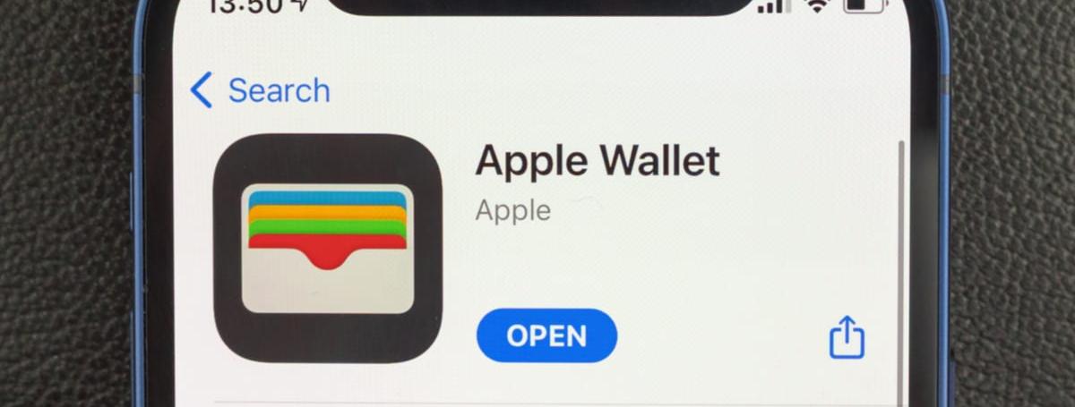 An iPhone displays the Apple Wallet app.