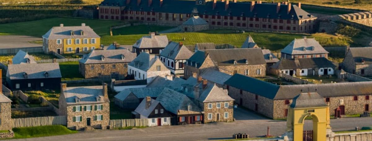 An arial shot of the of the Fortress of Louisbourg in NS.
