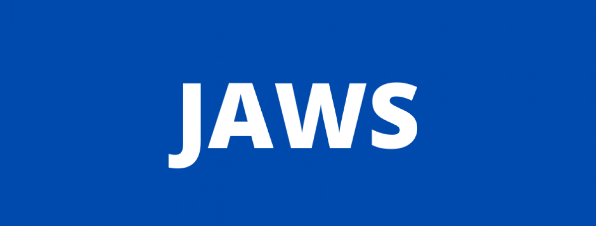 Image avec fond bleu sur laquelle est écrit JAWS