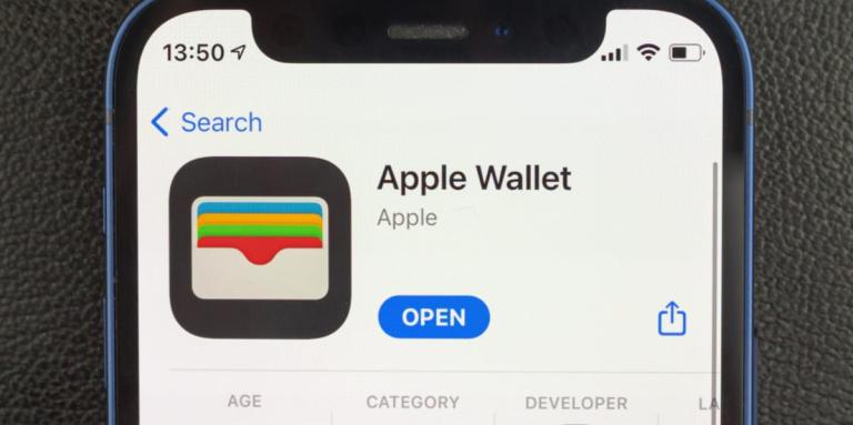 An iPhone displays the Apple Wallet app.