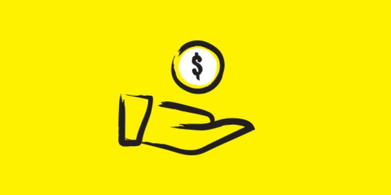 Hand with money sign icon