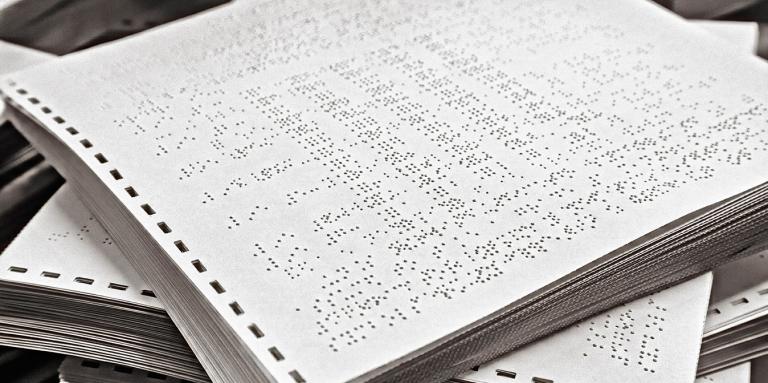 Stack of braille materials