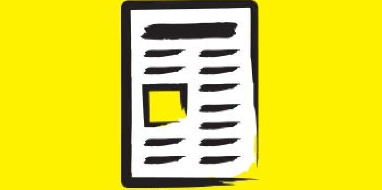 a cartoon drawing of white newspaper.