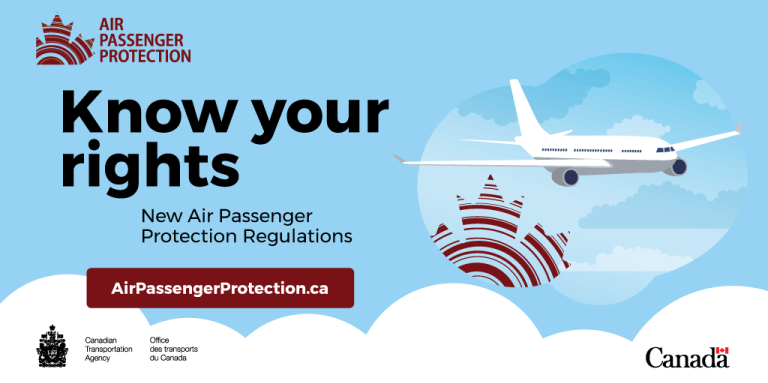 Canada Transportation Agency know your rights air passenger protection regulations logo.