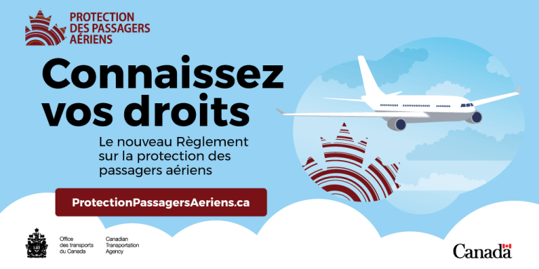 Office des transports du Canada connaissez vos droits protection des passagers aériens logo