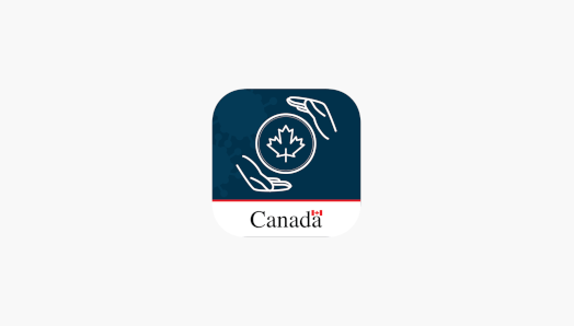 ArriveCAN app icon. A square illustration of hands holding a maple leaf, enclosed in a circle. Government of Canada icon.