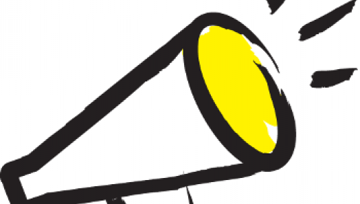 Illustration d’un mégaphone assorti d’un coup de pinceau noir avec des accents jaunes